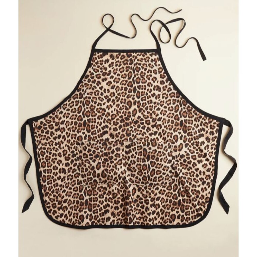 Torrid Plus Size Lightweight Cotton Blend Leopard Print Apron With Front Pockets